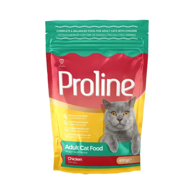 Proline tavuklu yetişkin kedi maması 400 g, dengeli beslenme için özel formüllü kuru kedi maması