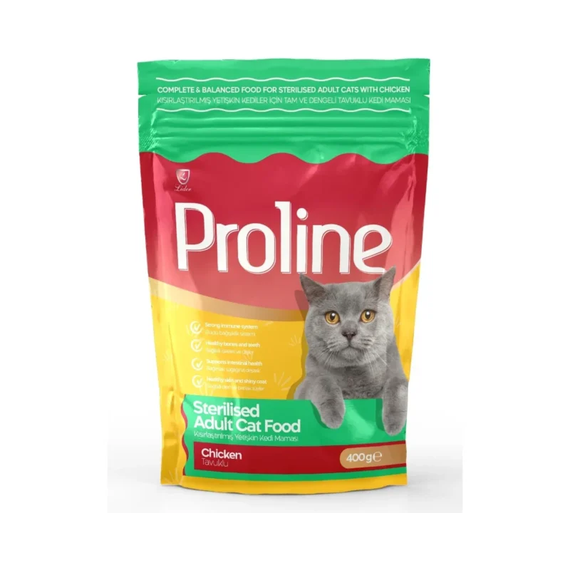 Proline tavuklu kısırlaştırılmış yetişkin kedi maması 400 g, sterilize kediler için özel formül