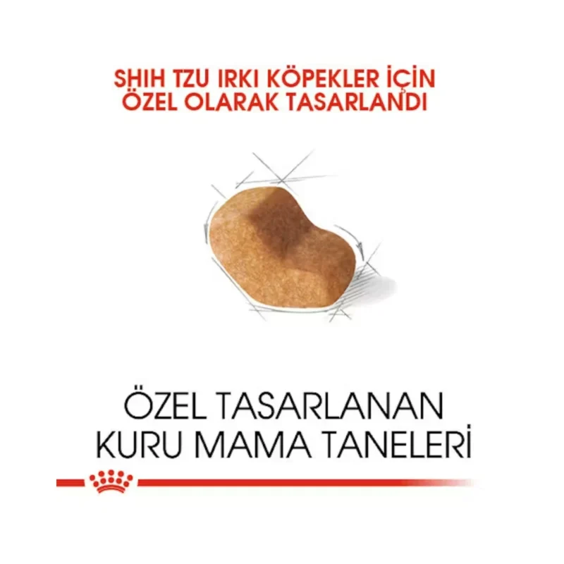 Royal Canin Shih Tzu Yetişkin Köpek Maması 1,5 kg ambalaj arka yüzü ve besin değerleri tablosu