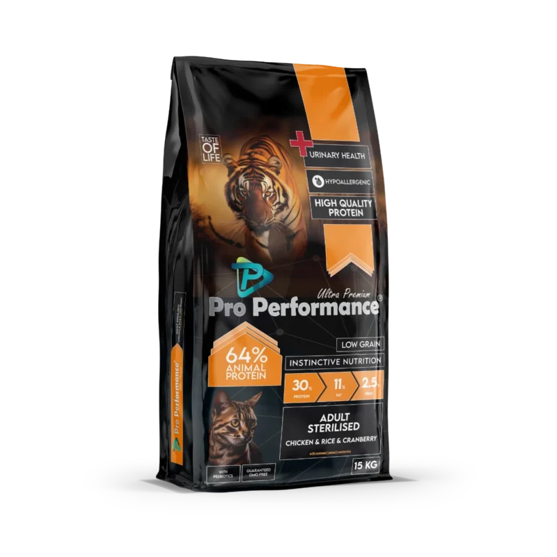 Pro Performance kısırlaştırılmış kedi maması tavuk pirinç ve kızılcık içerikli üriner bakım 2 kg