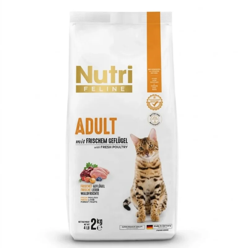 Nutri Feline Taze Kümes Hayvanlı Yetişkin Kedi Maması 2 kg - Doğal ve besleyici tavuklu kedi maması