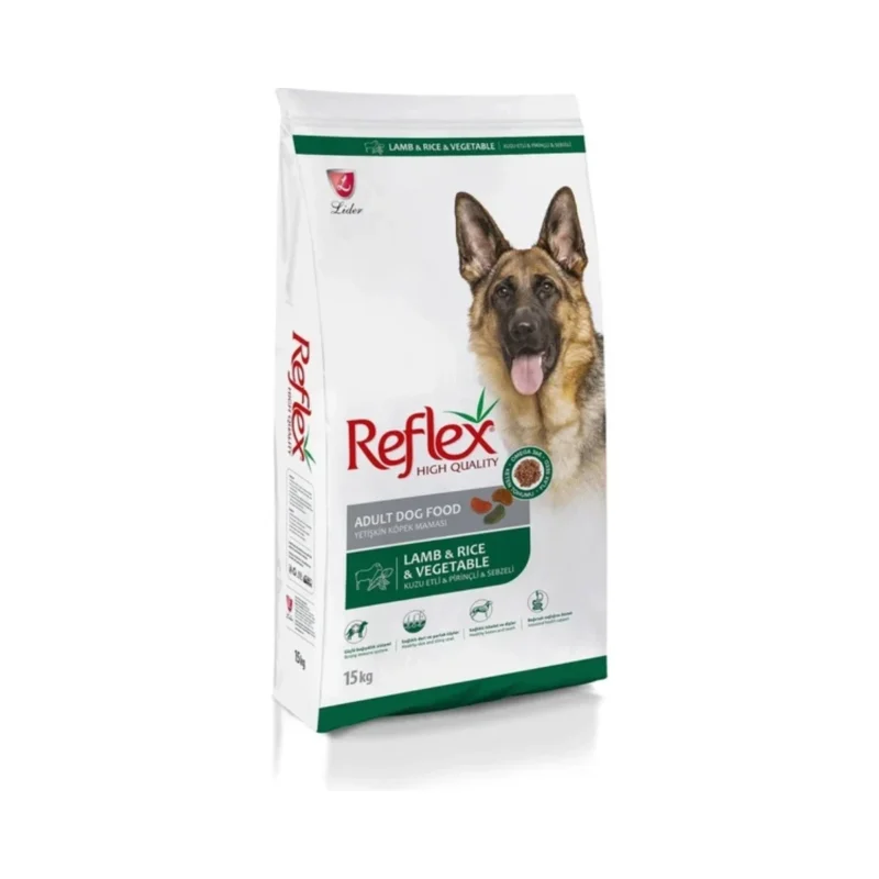 Reflex kuzu etli, pirinçli ve sebzeli yetişkin köpek maması 15 kg büyük boy ekonomik paket