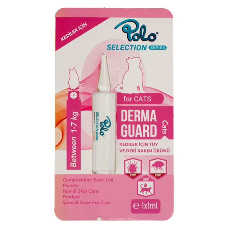 Polo Kedi Ense Damlası 1 mL, 1-7 kg arası kediler için etkili dış parazit koruma solüsyonu