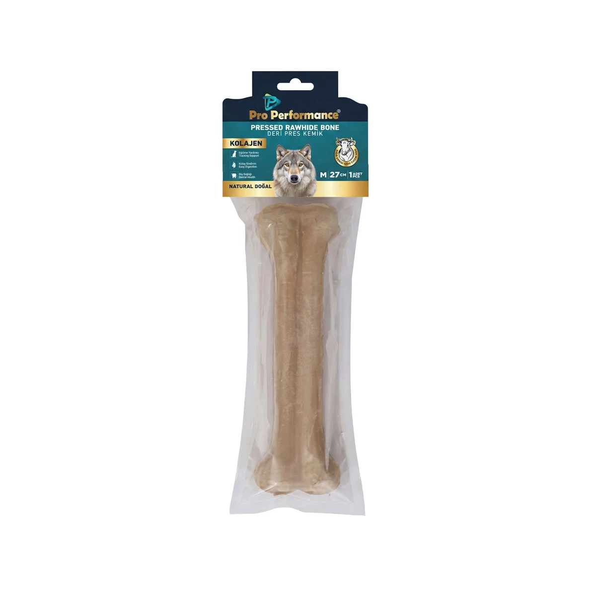 Pro Performance Deri Pres Kemik Naturel M 27 cm Köpek Pro Performance naturel deri pres kemik, 27 cm, M beden, profesyonel kullanım için ideal kaliteli deri aksesuar
