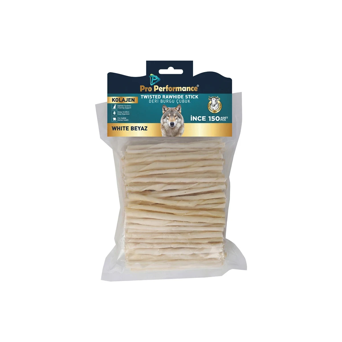 Pro Performance Deri Burgu Çubuk Beyaz İnce (150’li) Köpek Pro Performance deri burgu çubuk beyaz ince 150'li paket, profesyonel kullanım için ideal burgu çubuk seti