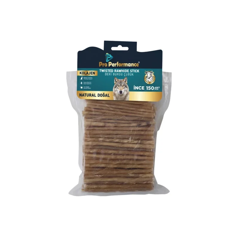 Pro Performance deri burgu çubuk naturel ince 150'li paket, profesyonel kullanım için ideal burgu çubuk seti
