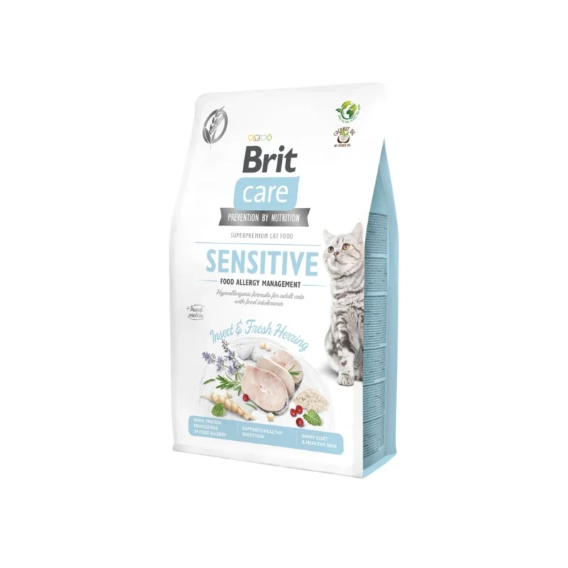 Brit Care Insect Food Allergy tahılsız yetişkin kedi maması 2 kg, böcek proteinli hassas kediler için