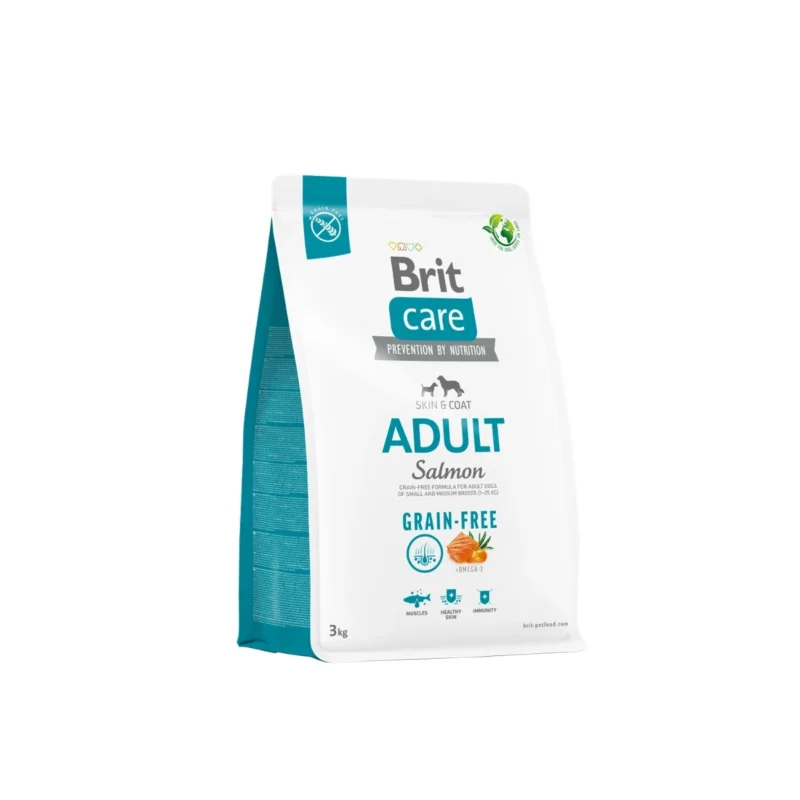 Brit Care Adult Salmon Skin & Coat 3 kg köpek maması, sağlıklı deri ve parlak tüy için somon içerikli formül