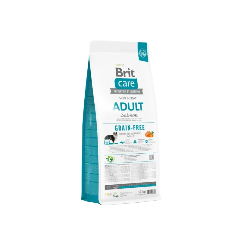 Brit Care tahılsız somonlu köpek maması, deri ve tüy hassasiyeti olan yetişkin köpekler için 12 kg