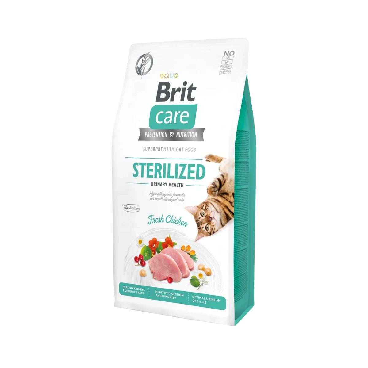 Brit Care İdrar Yolu Problemi Olan Kısırlaştırılmış Kediler İçin, Tahılsız, Hipoalerjenik, Taze Tavuk Etli Kuru Mama 7 kg Kedi Brit Care Sterilized Urinary Health 7 kg kısırlaştırılmış kediler için üriner sağlığı destekleyen kedi maması