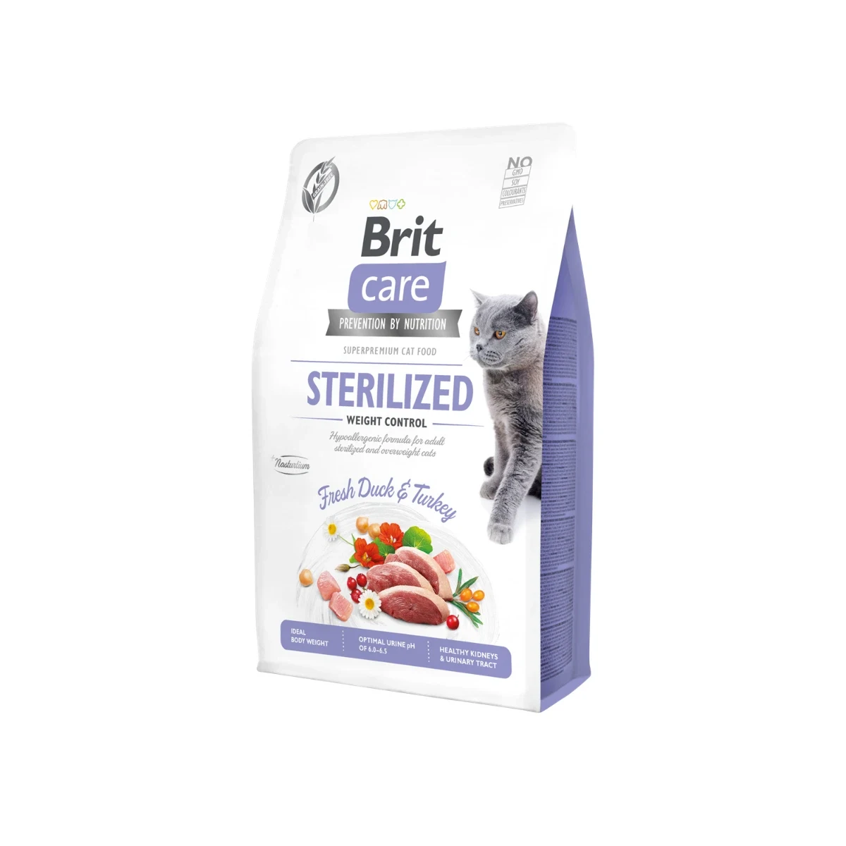 Brit Care Kilo Kontrolü İhtiyacı Olan Kısırlaştırılmış Kediler İçin, Tahılsız, Hipoalerjenik, Taze Ördek Etli Ve Hindi Etli Kuru Mama 2 kg Kedi Brit Care Sterilised Weight Control tahılsız kısırlaştırılmış kedi maması 2 kg, sağlıklı kilo yönetimi