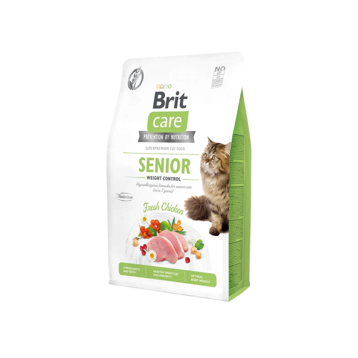 Brit Care Kilo Kontrolü İhtiyacı Olan Yaşlı Kediler İçin, Tahılsız, Hipoalerjenik, Taze Tavuk Etli Kuru Mama 2 kg Kedi Brit Care Senior Weight Control tahılsız yaşlı kedi maması 2 kg ambalajı
