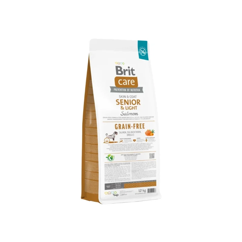 Brit Care tahılsız somonlu yaşlı köpek maması, kilo kontrolü ve sağlıklı deri-tüy için 12 kg paket