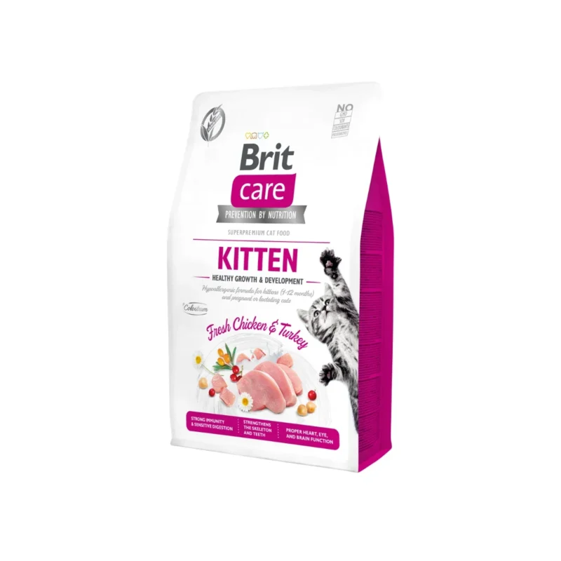 Brit Care Kitten Healthy Growth tahılsız yavru kedi maması 2 kg, sağlıklı büyüme destekli doğal içerikli mama
