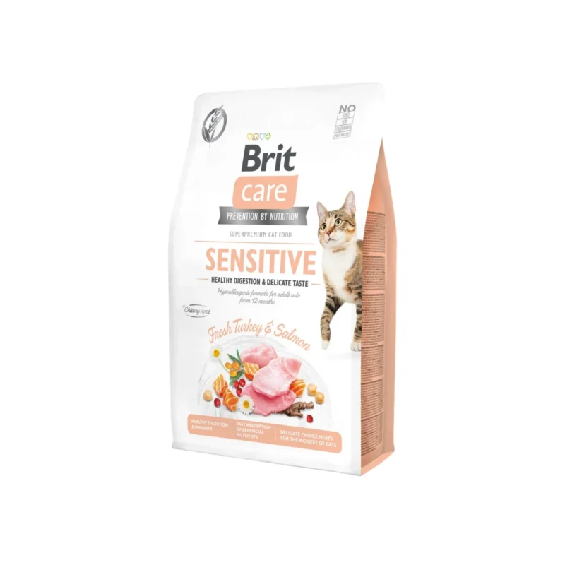 Brit Care Sensitive Healthy Digestion tahılsız yetişkin kedi maması 2 kg, hassas sindirim için özel formül