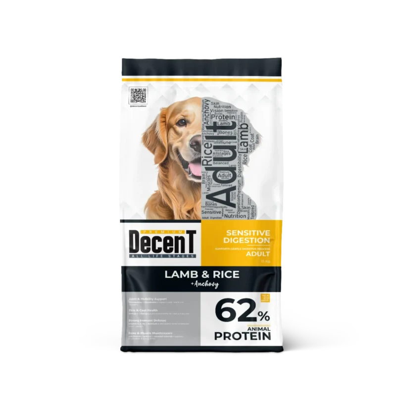 Decent Kuzu Etli Pirinçli Yetişkin Köpek Maması 15 kg – Hassas Sindirim, Güçlü Kaslar ve Parlak Tüy