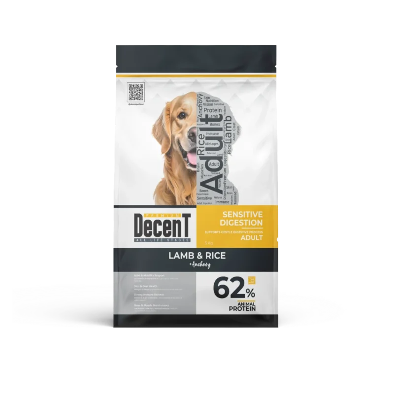 Decent Kuzu Etli Yetişkin Köpek Maması 3 kg – hayvansal protein, hassas sindirim ve parlak tüy desteği