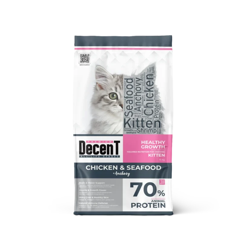 Decent Tavuklu Yavru Kedi Maması 15 kg – hayvansal proteinli, sağlıklı büyüme destekli mama