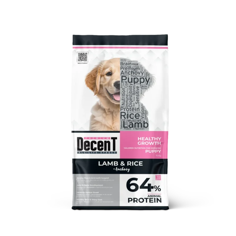 Decent Kuzu Etli Pirinçli Yavru Köpek Maması 15 kg – Hassas Sindirime Uygun, Hayvansal Proteinli Formül