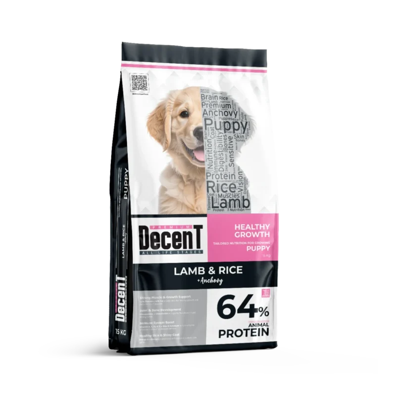 Decent Kuzu Etli Pirinçli Yavru Köpek Maması 15 kg – Hassas sindirime uygun, sağlıklı büyüme destekli formula