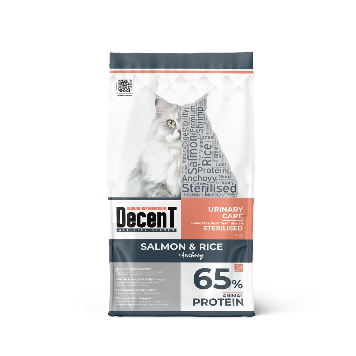 Decent Somonlu Kısırlaştırılmış Yetişkin Kedi Maması 15 kg Kedi Decent Somonlu Kısırlaştırılmış Yetişkin Kedi Maması 15 kg – hayvansal protein, üriner sistem bakımı ve omega-3 içerir.