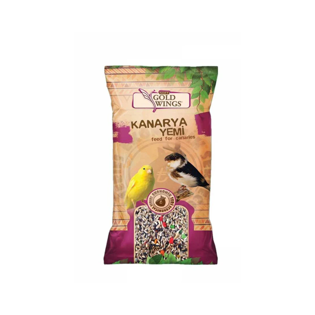 Gold Wings Meyveli Kanarya Yemi 300 gr Kuş Gold Wings Meyveli Kanarya Yemi 300 gr, kanarya kuşları için meyveli karışım tohum yemi paketi