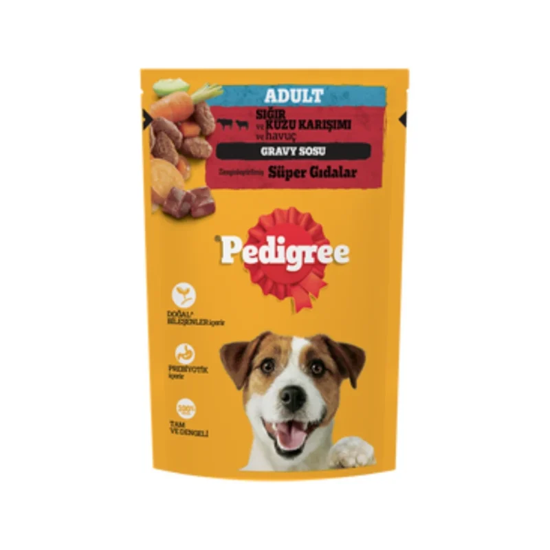 Pedigree yetişkin köpekler için sığır etli yaş mama 100 g, dengeli beslenme sağlayan lezzetli köpek maması