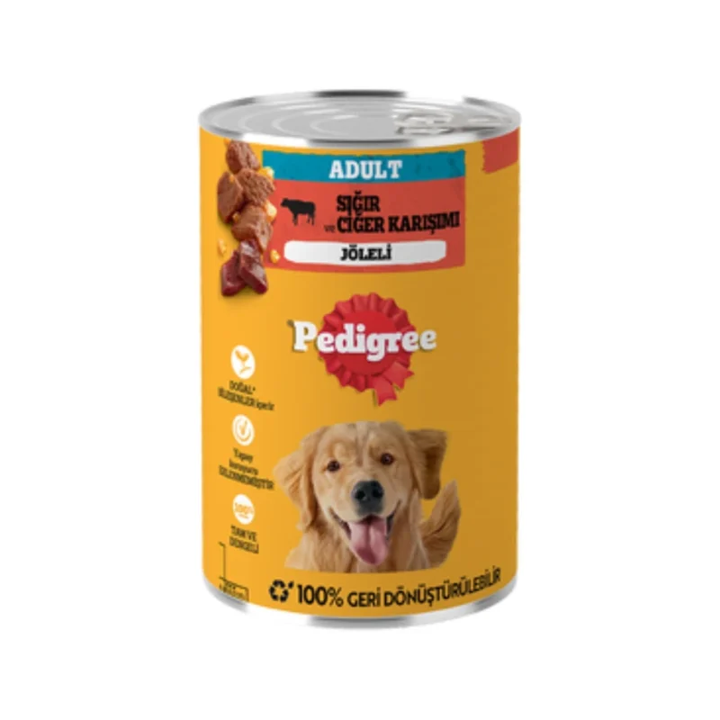 Pedigree yetişkin köpekler için sığır etli konserve yaş mama 400 g, besleyici ve lezzetli köpek maması