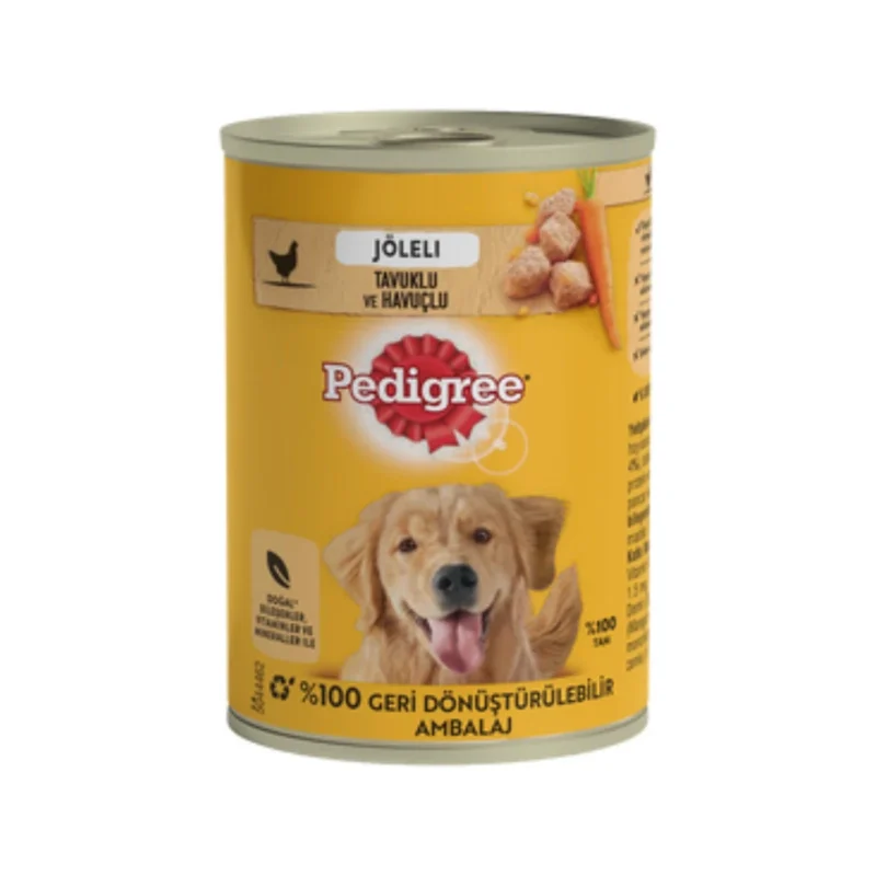 Pedigree yetişkin köpekler için tavuklu konserve yaş mama 400 g, dengeli ve besleyici günlük köpek maması