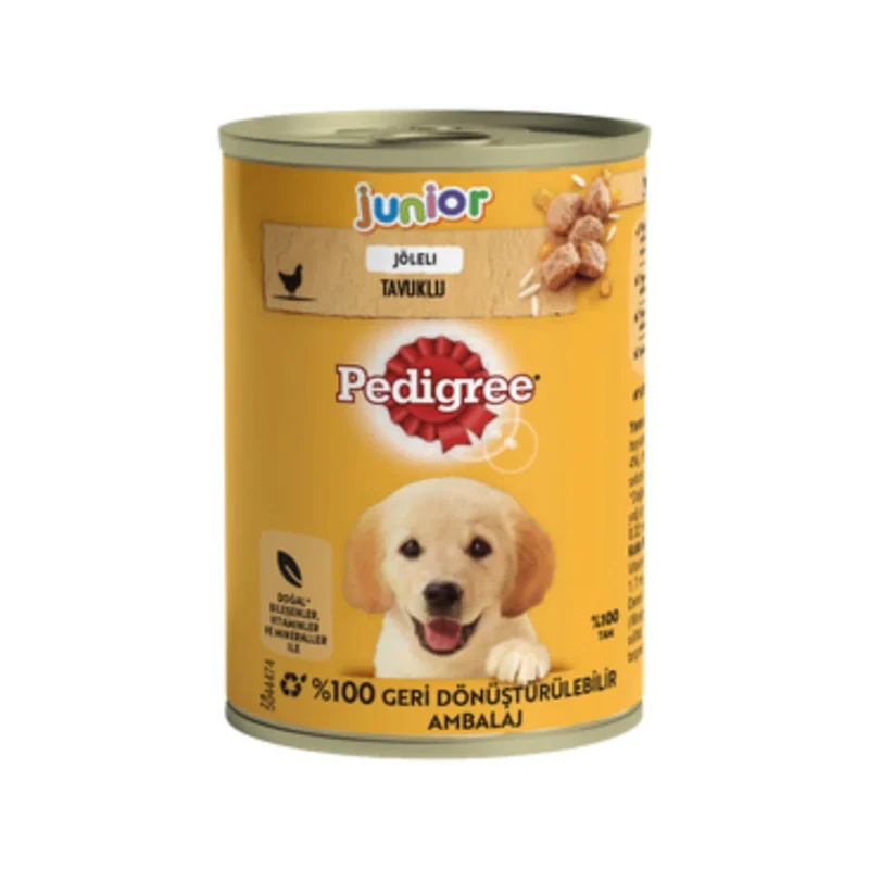 Pedigree yavru köpekler için tavuklu konserve yaş mama 400 g, dengeli beslenme için ideal.