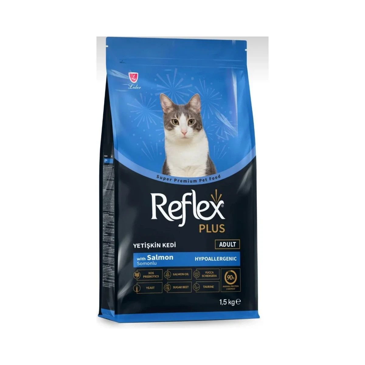Reflex Plus Somonlu Yetişkin Kedi Maması 1,5 kg Kedi Reflex Plus Somonlu Yetişkin Kedi Maması 1,5 kg - hayvansal protein, omega 3&6 ve prebiyotik destekli formül