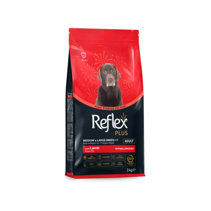 Reflex Plus +7 Yaş Orta ve Büyük Irk Yetişkin Köpek Maması Kuzu ve Pirinçli 3 kg