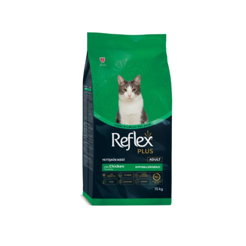 Reflex Plus Tavuklu Yetişkin Kedi Maması 15 kg – Yüksek proteinli, dengeli beslenme için büyük boy kedi maması