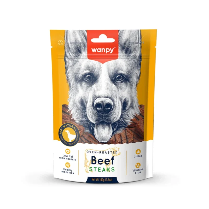 Wanpy Izgara Dana Biftek Köpek Ödülü 100g - Lezzetli ve besleyici ızgara dana etli köpek ödül maması