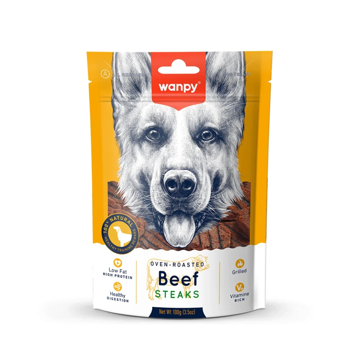 Wanpy Izgara Dana Biftek Köpek Ödülü 100 g Köpek Wanpy Izgara Dana Biftek Köpek Ödülü 100g - Lezzetli ve besleyici ızgara dana etli köpek ödül maması