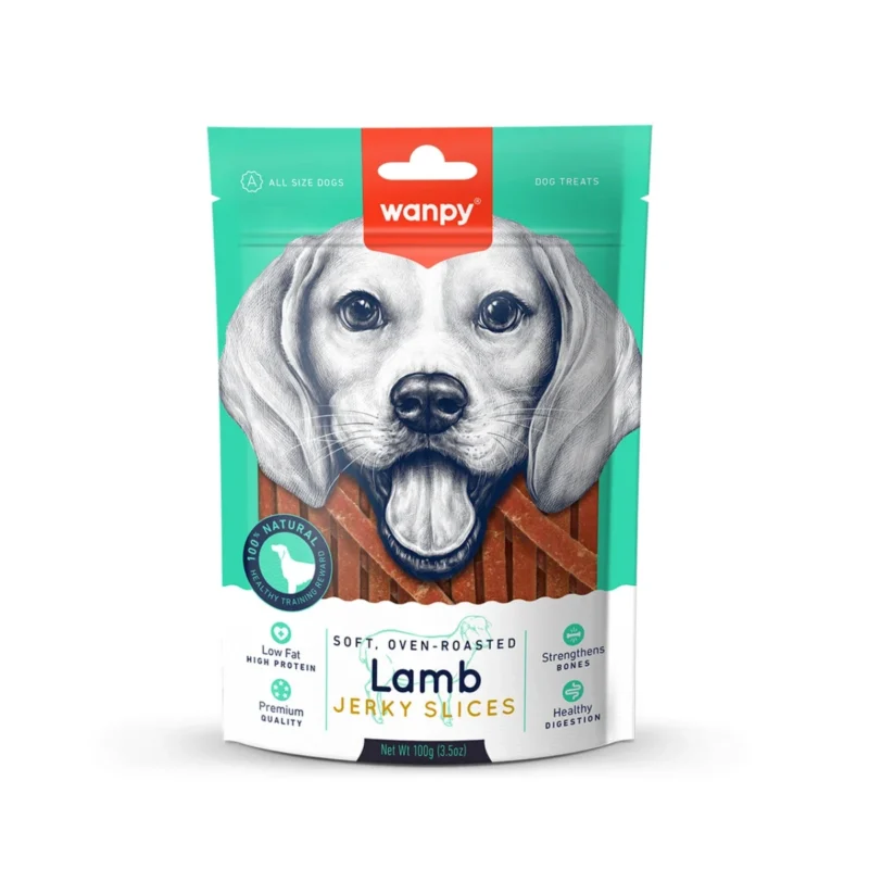 Wanpy yumuşak kuzu eti dilimleri köpek ödülü 100g, doğal içerikli lezzetli köpek atlıştırmalığı