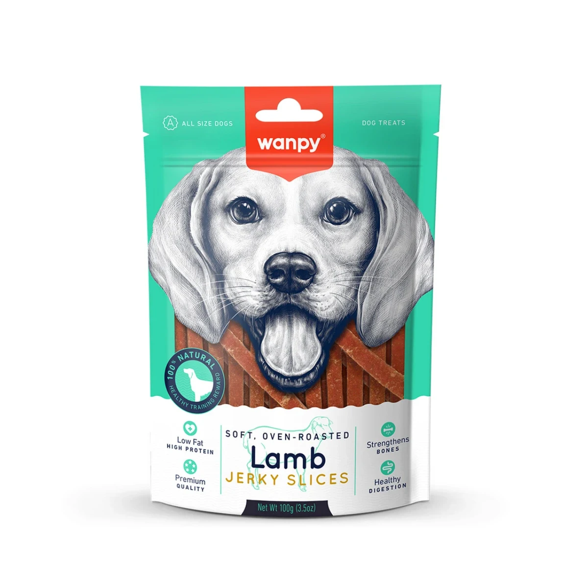 Wanpy Yumuşak Kuzu Eti Dilimleri Köpek Ödülü 100 g Köpek Wanpy yumuşak kuzu eti dilimleri köpek ödülü 100g, doğal içerikli lezzetli köpek atlıştırmalığı