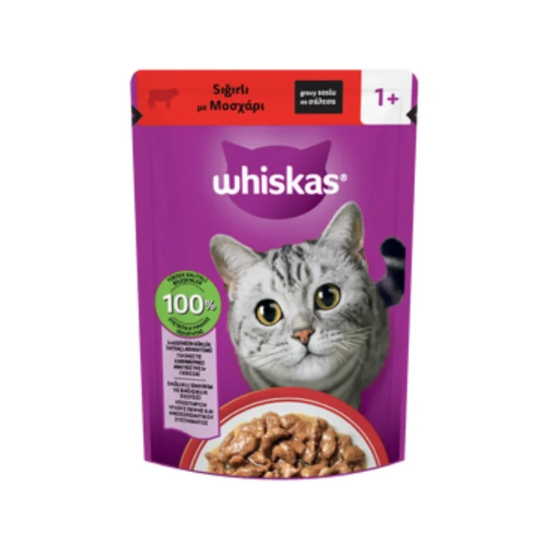 Whiskas Sığırlı Poşet Yaş Mama 85 g - Yetişkin Kediler için Sığır Etli Islak Mama