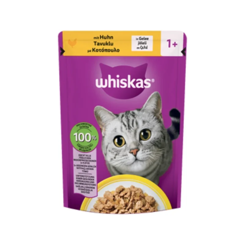Whiskas Tavuklu Poşet Yaş Mama 85 g - Kediler için lezzetli ve besleyici tavuklu yaş mama poşeti
