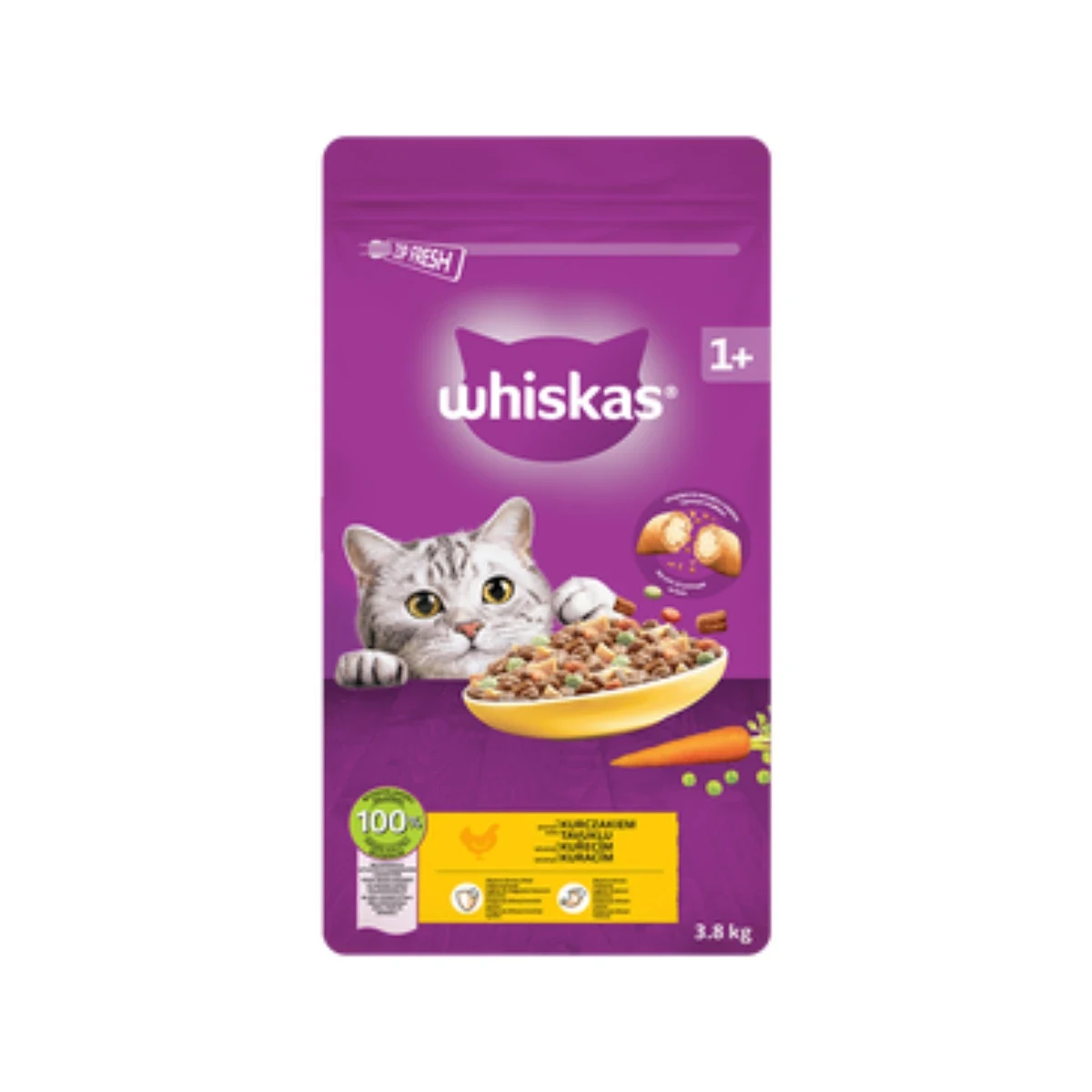 Whiskas Tavuklu Kuru Mama 3.8 kg Kedi Whiskas Tavuklu Kuru Kedi Maması 3.8 kg – Yetişkin Kediler için Besleyici Günlük Mama