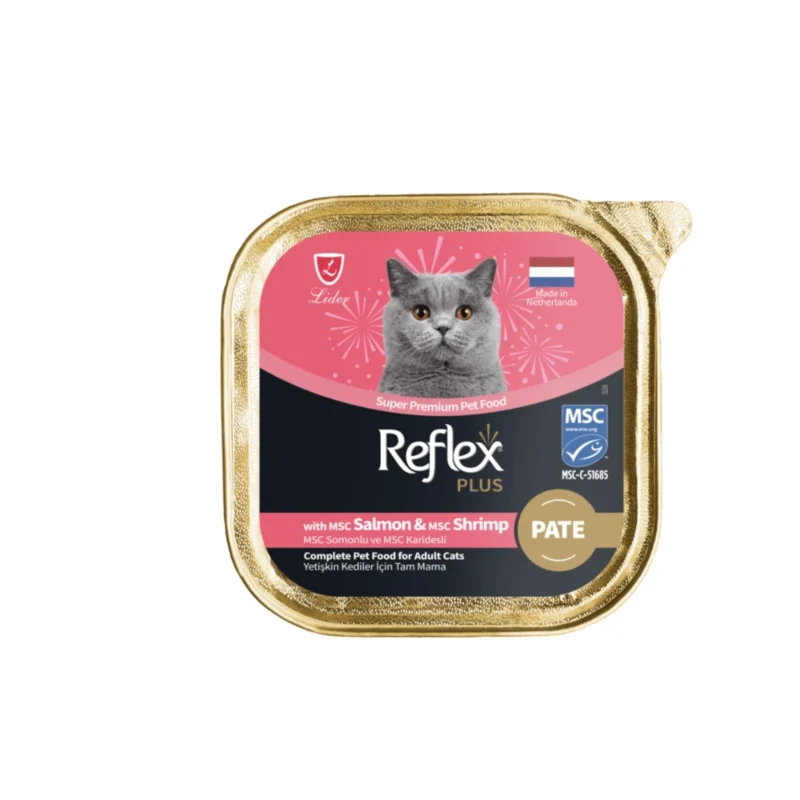 Reflex Plus Pate MSC Somonlu ve Karidesli Yetişkin Kedi Maması 85g - Omega-3 Destekli Yaş Mama