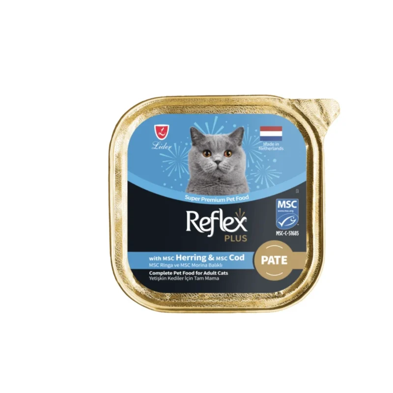 Reflex Plus Pate MSC Ringa ve Morina Balıklı Yetişkin Kedi Maması 85g - Tahılsız, doğal içerikli ezme mama