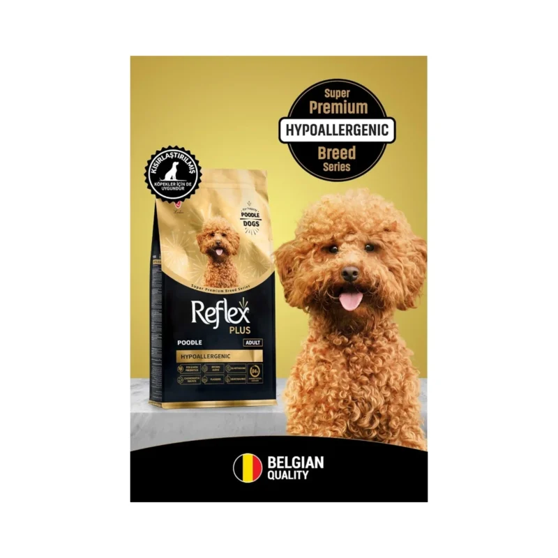 Reflex Plus Poodle Adult 8 kg köpek maması ile sağlıklı ve parlak tüy için özel beslenme desteği