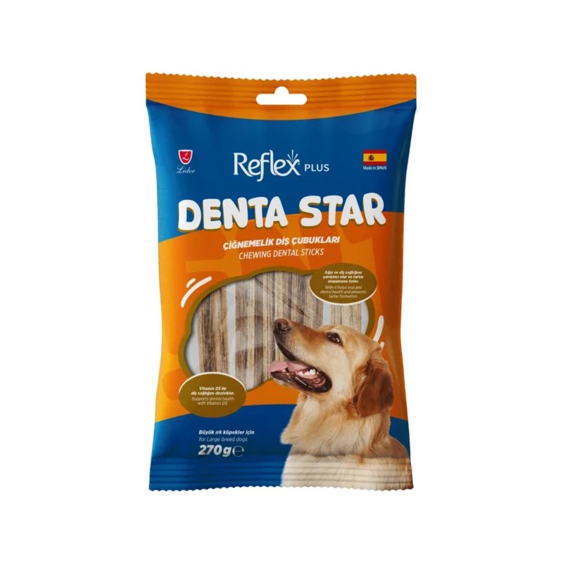Reflex Plus Denta Star büyük ırk köpekler için diş temizleyici çiğnemelik çubuklar 270 g ambalaj