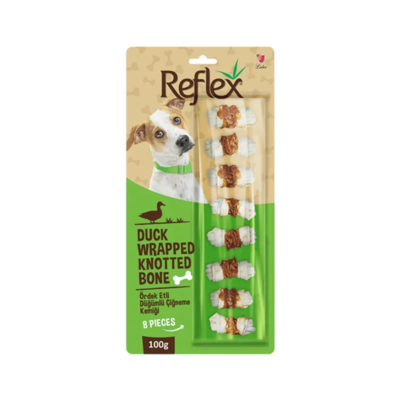 Reflex ördek etli düğümlü çiğneme kemiği 8 parça 100g köpek ödül maması