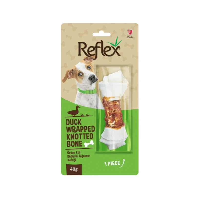 Reflex ördek etli düğümlü tek parça çiğneme kemiği 40g, köpekler için doğal atıştırmalık