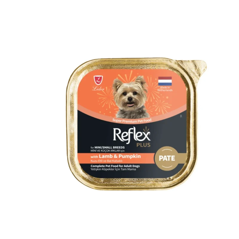Reflex Plus Pate kuzu etli bal kabaklı mini ve küçük ırk yetişkin köpekler için 85 g yaş mama