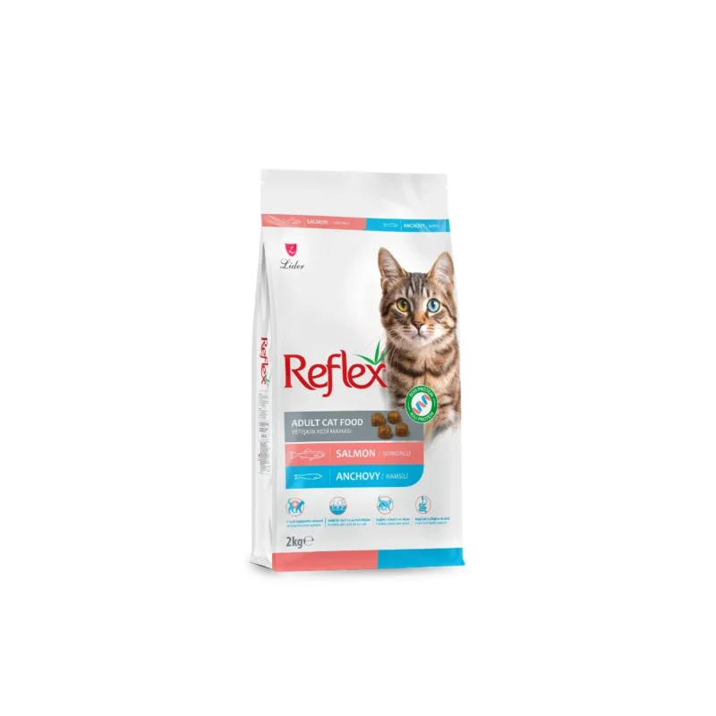 Reflex Somonlu ve Hamsili Yetişkin Kedi Maması 2 kg - Doğal içerikli, dengeli beslenme için kuru kedi maması