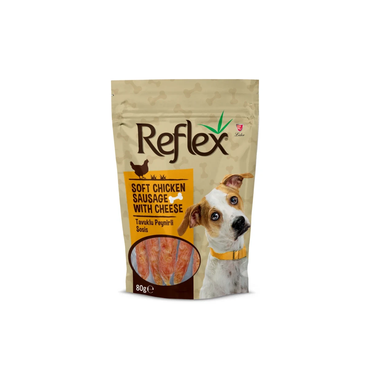 Reflex Tavuklu Peynirli Sosis 80 g Köpek Reflex Tavuklu Peynirli Sosis 80g - Lezzetli ve pratik tavuk etli peynirli sosis