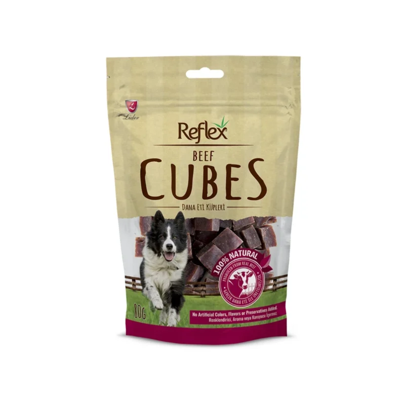 Reflex Dana Eti Küpleri 80 g - Köpekler için doğal, protein açısından zengin dana eti parçaları